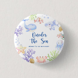 Bóton Redondo 2.54cm Abre O primeiro aniversario Marítimo Sob O Mar