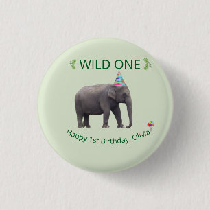 Bóton Redondo 2.54cm Acento de aniversário de elefante selvagem