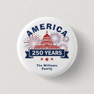 Bóton Redondo 2.54cm Add Family Name America 250 White House Fireworks