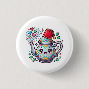 Bóton Redondo 2.54cm Adesivo de bule de chá de hortelã marroquina Kawai