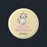 Bóton Redondo 2.54cm Adorable Cat in a Birthday Hat button<br><div class="desc">It's the Adorable Cat in a Birthday Hat button A cat in a hat and a cake are so cute. Warm yellow and pink are harmonized. It was designed as if a cute child had drawn it by hand. It's a meaningful gift for your loved one. Give a gift to...</div>