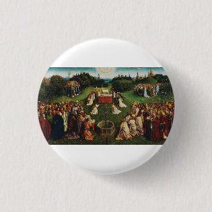 Bóton Redondo 2.54cm Adoração do Cordeiro Místico de Jan van Eyck Arte