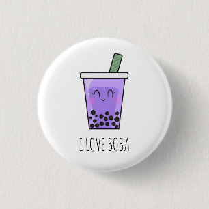 Bóton Redondo 2.54cm Adoro Boba Kawaii Bubble Tea Taro Ube Puro