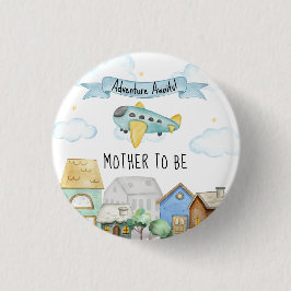 Bóton Redondo 2.54cm Adventure Awaits Aviator Mother To Be Baby Shower