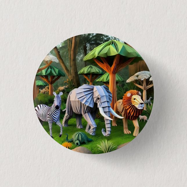 Bóton Redondo 2.54cm  African animals in origame (Frente)