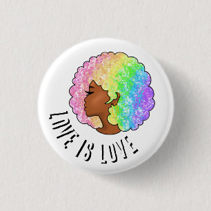 Bóton Redondo 2.54cm afro arco-íris amor LGBTQ é amor orgulho garota ne