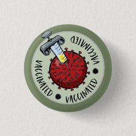 Bóton Redondo 2.54cm Agulha com vírus covid| Vacinado