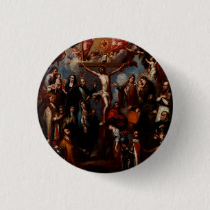 Bóton Redondo 2.54cm Alegoria da Crucificação com Santos Jesuítas