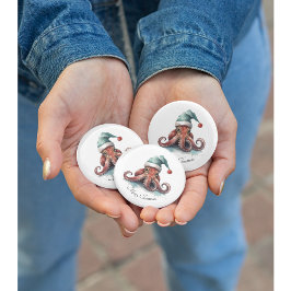 Bóton Redondo 2.54cm Alegria de Natal de Octopus, personalizada