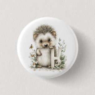 Bóton Redondo 2.54cm Alfabeto de animais bebês em aquarela fofa Ourico