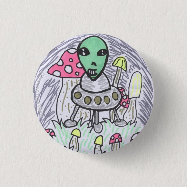 Bóton Redondo 2.54cm Alienígena Fofa de Inspiring Alien (Frente)