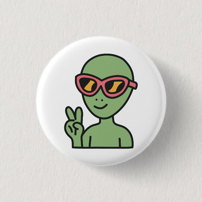 Bóton Redondo 2.54cm Alienígena Peace Out (Frente)