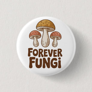 Bóton Redondo 2.54cm Amantes de Cogumelos Kawaii para Sempre Fungi