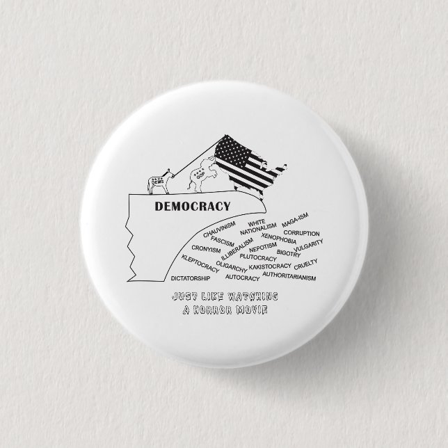 Bóton Redondo 2.54cm America Going Off The Cliff In Black (Frente)