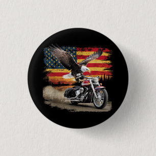 Bóton Redondo 2.54cm American Flag Motorcycle Tshirt USA Flag Biker Ret