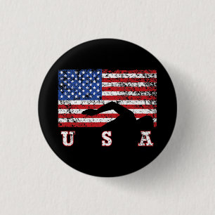 Bóton Redondo 2.54cm American Flag USA Gift Natação Team Premium