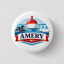 Bóton Redondo 2.54cm Amery Wisconsin Lake Life Souvenir - Button