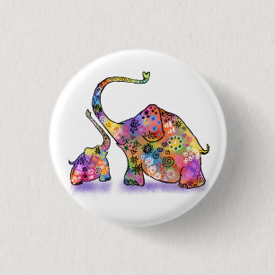 Bóton Redondo 2.54cm Amor entre Mãe e Bebê Elefante
