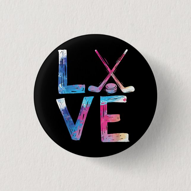 Bóton Redondo 2.54cm Amor Garotas de Hóquei no Gelo Dão Presentes Mulhe (Frente)