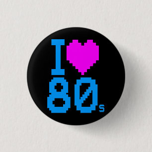 Bóton Redondo 2.54cm AMOR RETRO do anos 80 do CORAÇÃO dos anos 80 I d