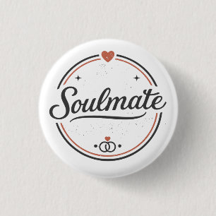 Bóton Redondo 2.54cm Amor Retrô Soulmate Minimal(Leve) Casal Combinando