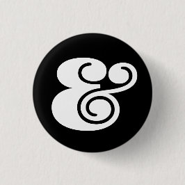 Bóton Redondo 2.54cm Ampersand "&" Designer | Branco BL |