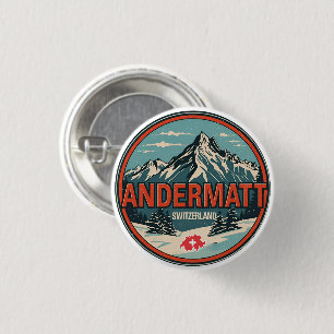 Bóton Redondo 2.54cm ANDERMATT esqui vintage Suíça Alpes Suíços present