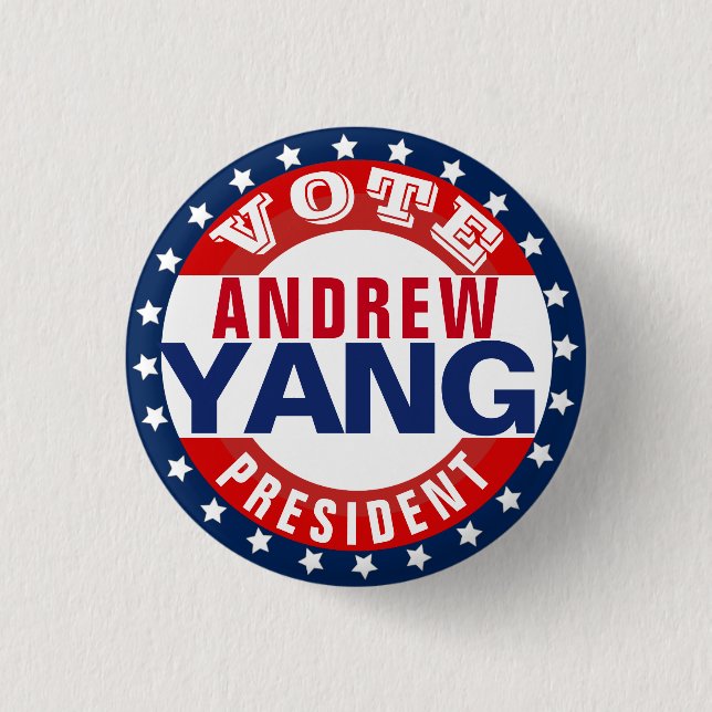 Bóton Redondo 2.54cm Andrew Yang para Presidente (Frente)