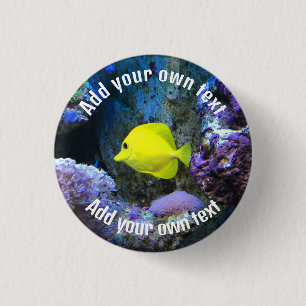 Bóton Redondo 2.54cm Angelfish Amarelo e Texto Personalizado de Coral