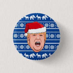 Bóton Redondo 2.54cm Angry Donald Trump Christmas
