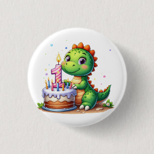 Bóton Redondo 2.54cm Aniversário de 1 ano do Dino