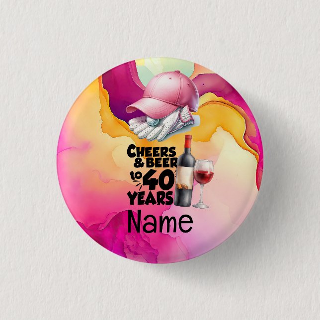 Bóton Redondo 2.54cm Aniversário de 40 anos de golfe para golfista (Frente)