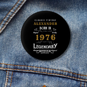 Bóton Redondo 2.54cm Aniversário de 50 anos personalizado Nascido em 19