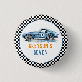 Bóton Redondo 2.54cm Aniversário de criança de Carro Azul Legal para Me