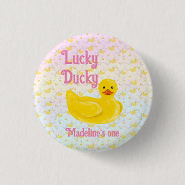 Bóton Redondo 2.54cm Aniversário de um ano do Lucky Ducky
