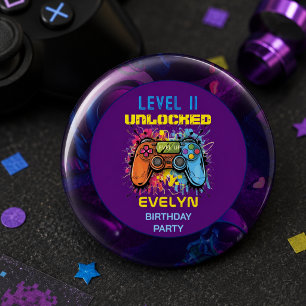 Bóton Redondo 2.54cm Aniversário de Video Game Nível Acima Game On