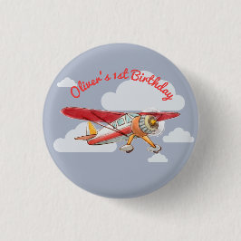 Bóton Redondo 2.54cm Aniversário do avião Vintage