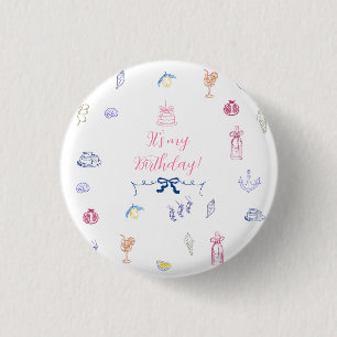 Bóton Redondo 2.54cm Aniversário Minimalista Italiano Fofo