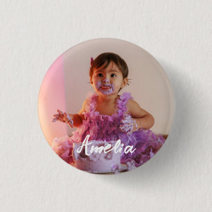 Bóton Redondo 2.54cm Aniversário Moderno e Legal com Foto Personalizada