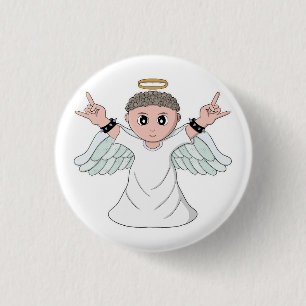 Bóton Redondo 2.54cm Anjo Amorador de Música Pesada
