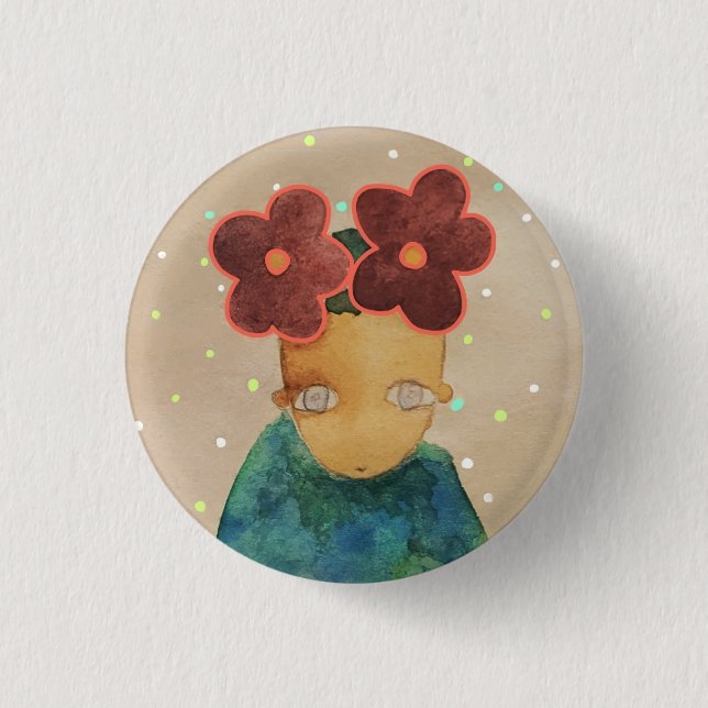 Bóton Redondo 2.54cm Apaixonado pelas flores (Frente)