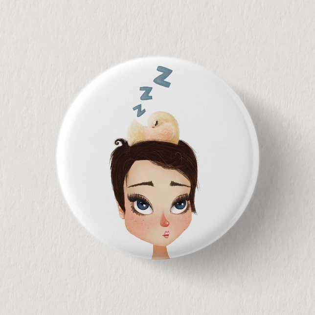 Bóton Redondo 2.54cm Apanhando Birdie em um Pixie (Frente)