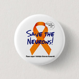 Bóton Redondo 2.54cm Apoie os neurônios - fita alaranjada