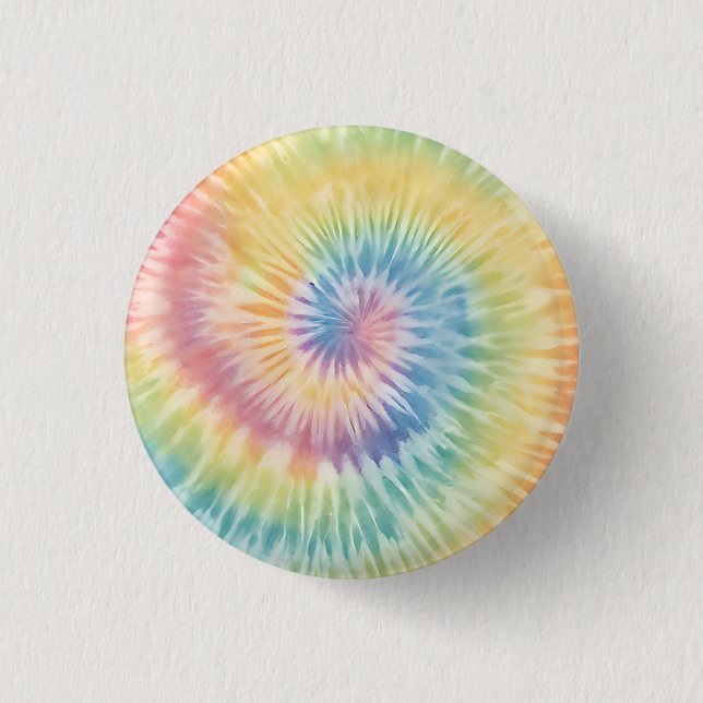Bóton Redondo 2.54cm Aquarela Pastel Rainbow Tie Dye (Frente)