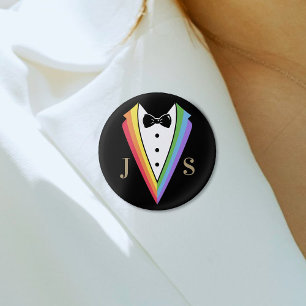 Bóton Redondo 2.54cm Arco-íris Preto Personalizado Orgulho Gay dos Padr