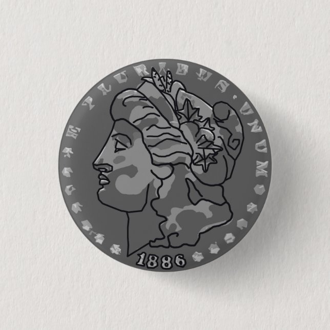 Bóton Redondo 2.54cm Arte da rainha do dólar Morgan (Frente)