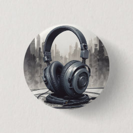 Bóton Redondo 2.54cm Arte de fone de ouvido Amante da música
