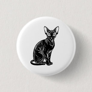 Bóton Redondo 2.54cm Arte de Gato Sphynx Escuro – Design Minimalista Mi