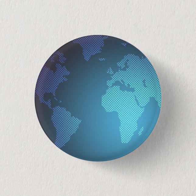 Bóton Redondo 2.54cm Arte de Mapa Mundial Gradiente de Ponto Digital (Frente)