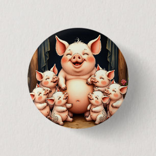 Bóton Redondo 2.54cm Arte de Porco – Mãe e Leitões